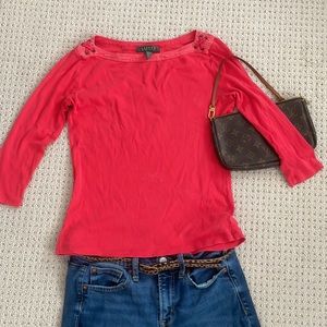 Lauren by Ralph Lauren Crew Neck with rope detail on shoulders